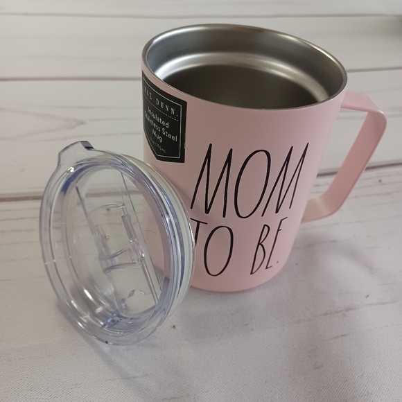 RAE DUNN 12oz BPA FREE MOM TO BE PINK TUMBLER CUP GLASS WITH LID - Picture 4 of 9